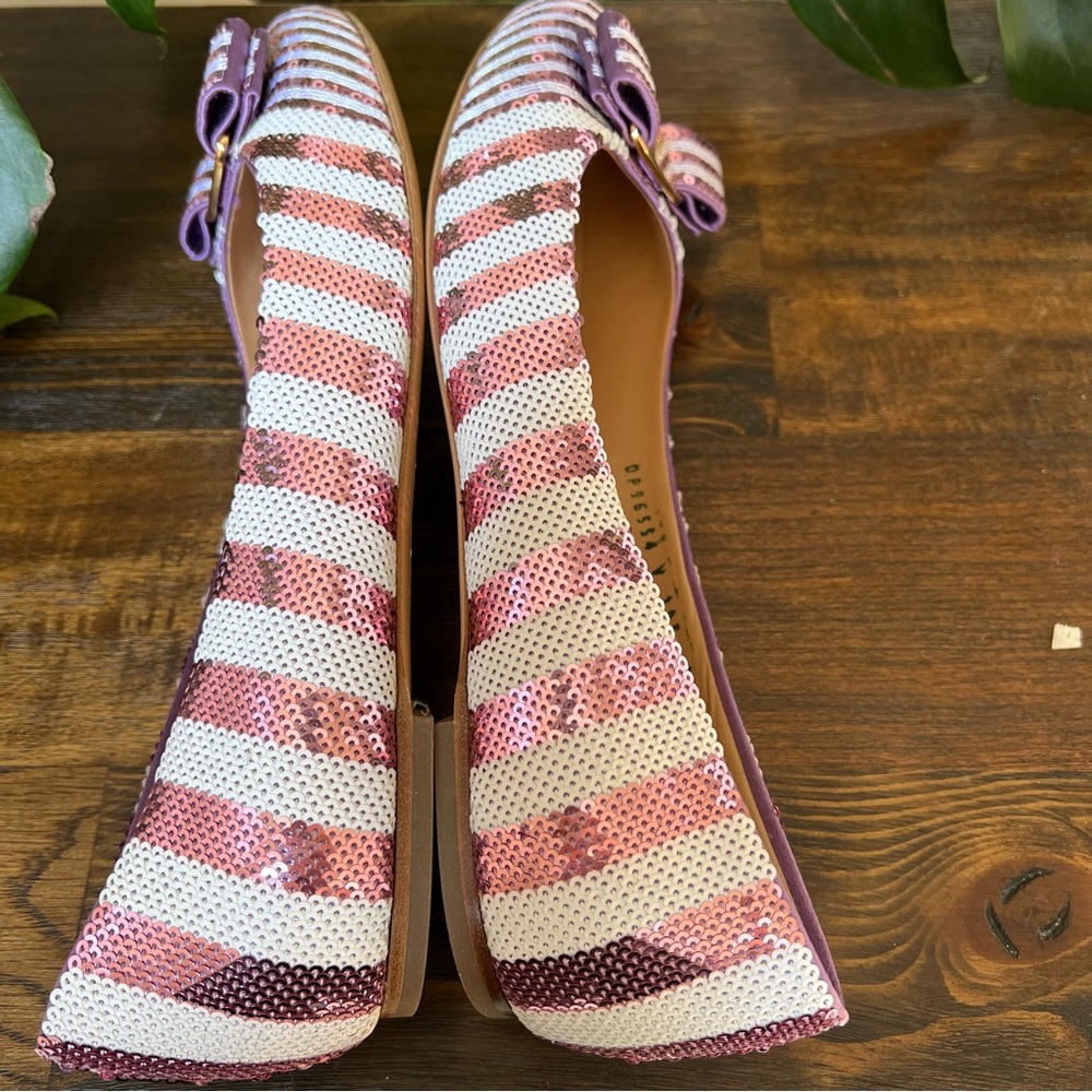 NEW! Salvatore Ferragamo $850 Varina Pink/White Sequin Vara Bow Flats 9.5B - Picture 10 of 12